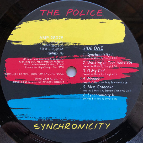Image of Label Cover of LP - VG+/VG+ - THE POLICE, Synchronicity (A&M Records; AMP-28075, Japan 1983, Insert, with OBI), Stain on insert,  - 4125089E