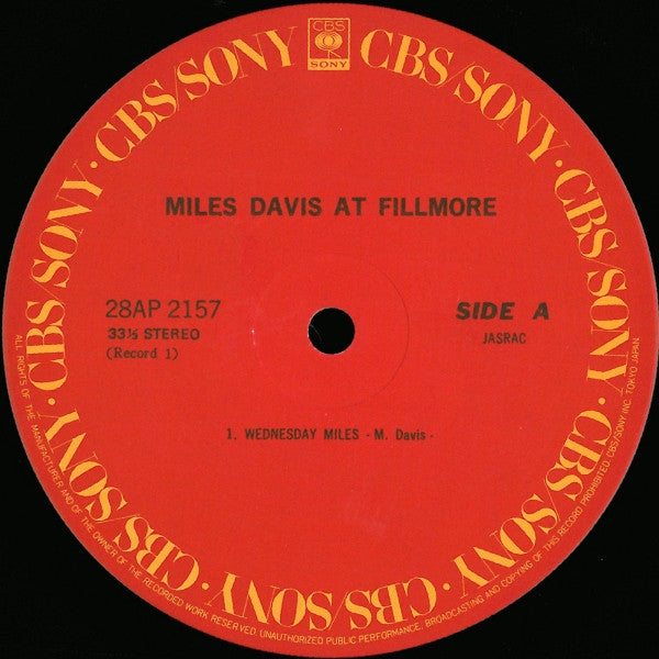 Image of Label Cover of 4125164E: 2xLP - MILES DAVIS, Miles Davis At Fillmore (CBS/Sony; 28AP 2157~8, Japan 1981 Reissue, Gatefold, 2 Inserts, Missing the OBI)   EX/VG+
