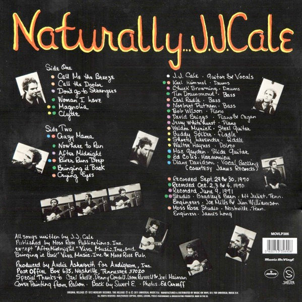 Image of Back Cover of LP - NEW/NEW - J.J. CALE, Naturally (Music On Vinyl; MOVLP386, Europe 2011 Reissue, 180 Gram Vinyl), ,  - 1336264E