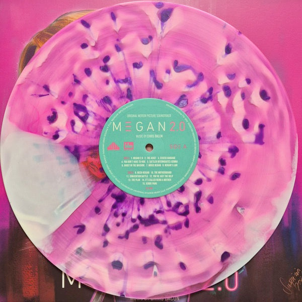 Image of Label Cover of LP - NEW/NEW - CHRIS BACON, M3gan 2.0 (Original Motion Picture Soundtrack) (Waxwork Records; WW224, US 2025, Gatefold, Booklet, Translucent Pink & White w/ Purple Splatter Vinyl), ,  - 4115162C