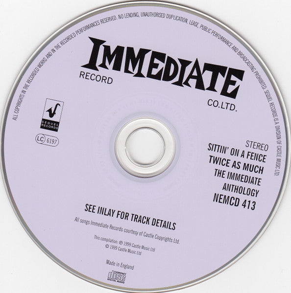 Image of Label Cover of 4155150S: CD - TWICE AS MUCH, The Immediate Anthology (Immediate; NEMCD 413, UK 1999,  )   VG+/VG+