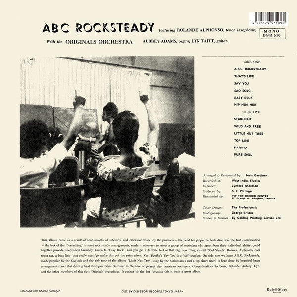 Image of Back Cover of LP - EX/EX - ROLAND ALPHONSO WITH THE ORIGINALS ORCHESTRA, ABC Rocksteady (Dub Store Records; DSR LP 610, Japan 2016 Reissue), ,  - 2146312S