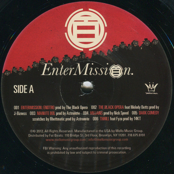 Image of Label Cover of LP - VG+/VG+ - THE BLACK OPERA, Enter Mission (Mello Music Group; MMGLTD001, US 2012), ,  - 4115419C
