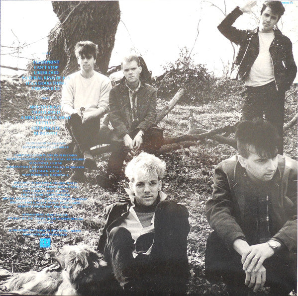 Image of Back Cover of LP - VG/VG+ - THAT PETROL EMOTION, Manic Pop Thrill (Demon Records; FIEND 70, UK 1986, Inner, Blue Text on Rear Sleeve), ,  - 1046152S