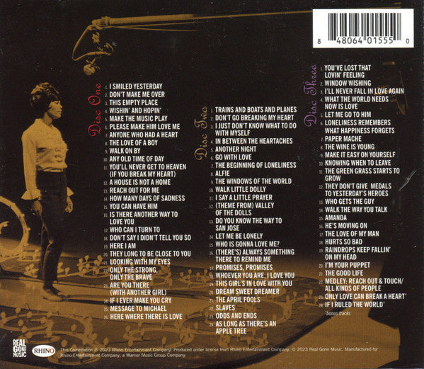 Image of Back Cover of 4155266S: 3xCD - DIONNE WARWICK, The Complete Scepter Singles 1962-1973 (Real Gone Music; RGM-1555, US 2023)   VG+/VG+
