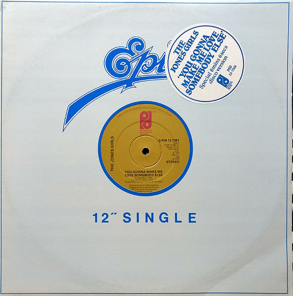 Image of Front Cover of 12" - VG/VG - JONES GIRLS, You Gonna Make Me Love Somebody Else (PIR; 2Z8 3682, US 1979, Stickered Co Slv), Light marks. Ringwear on company sleeve.,  - 3546319S