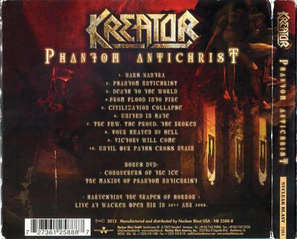 Image of Back Cover of 2xCD - VG+/VG+ - KREATOR, Phantom Antichrist (Nuclear Blast ; NB 2588-8, US 2012), ,  - 4155198S