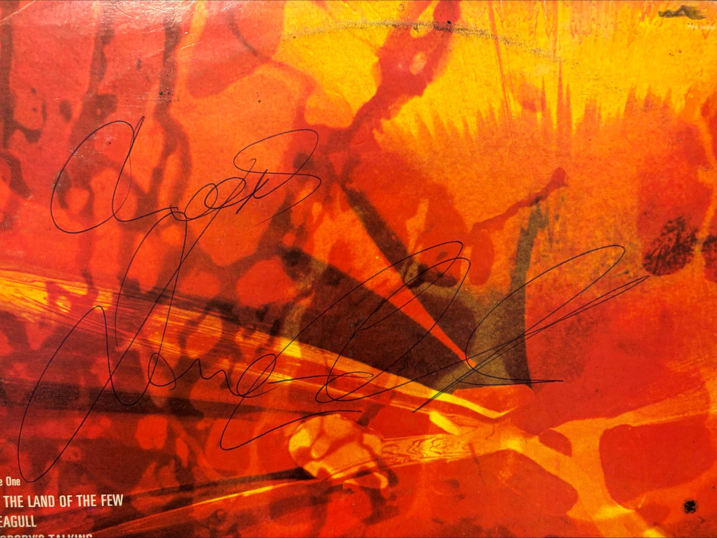Image of Label Cover of LP - VG/G+ - LOVE SCULPTURE, Forms & Feelings (Parlophone Silver/Black - 2 EMI Boxes  NO 'MADE IN GT BRITAIN'; PCS 7090, UK 1974 Reissue, Laminated Front Sleeve, Signed By Dave Edmunds on Rear of Sleeve), Hairlines to disc, Signed rear sleeve in blue ball point pen, Ring wear and creasing to sleeve, Signed by Dave Edmund on Rear Sleeve in Ball Point Pen - 4215059C