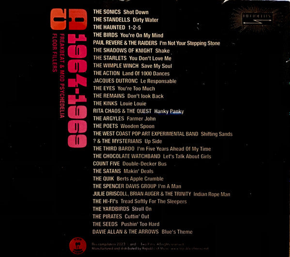 Image of Back Cover of CD - VG+/VG+ - VARIOUS, Wig Out! Freak Out! (Freakbeat & Mod Psychedelia Floor Fillers 1964-1969) (Two Piers; BN9CD, UK 2023, Digipak), ,  - 2036022E