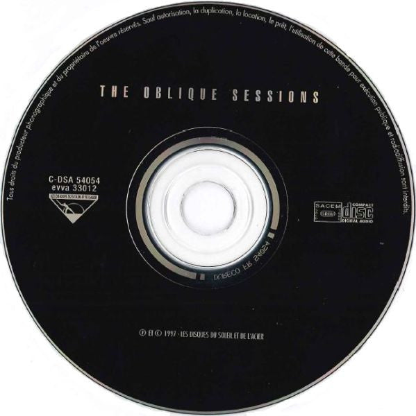 Image of Label Cover of CD - VG+/VG+ - PASCAL COMELADE, PIERRE BASTIEN, JAC BERROCAL, JAKI LIEBEZEIT, The Oblique Sessions (Les Disques Du Soleil Et De L'Acier; CDSA 54054, France 1997), ,  - 4255039S