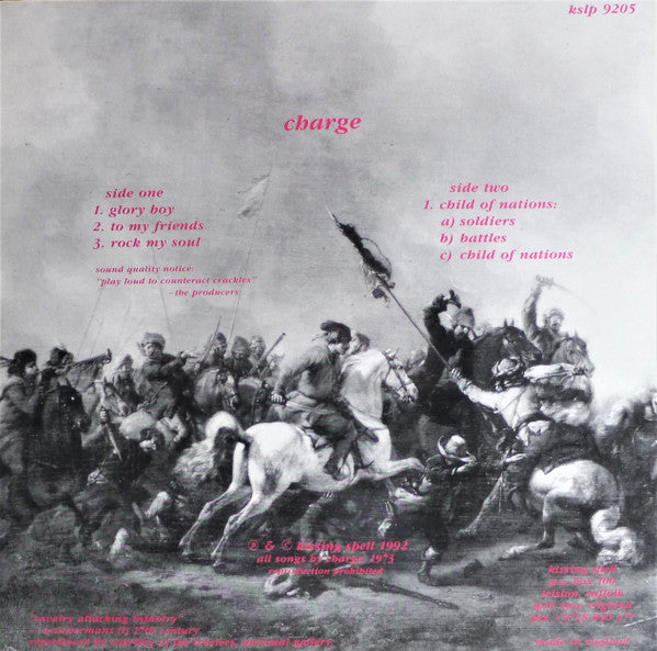 Image of Back Cover of LP - VG+/EX - CHARGE, Charge (Kissing Spell; Kslp 9205, UK 1992 Reissue, Limited Edition of 500), ,  - 4225158E