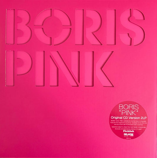 Image of Front Cover of 4555249S: 2xLP - BORIS, Pink (Relapse; RR76181, Europe 2025 Reissue, Die-Cut Slipcase, Neon Magenta Vinyl. Etching on Side D. With CD.)   NEW/NEW