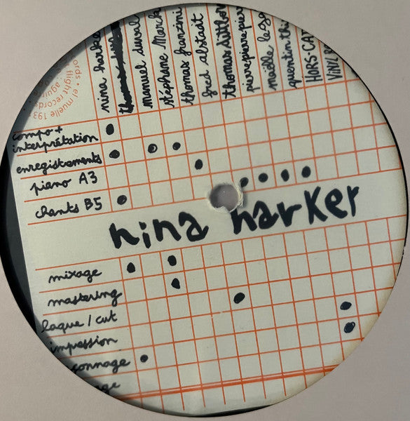 Image of Label Cover of LP - VG+/EX - NINA HARKER, nina harker (Aguirre Records; ZORN103, France 2023, Die Cut Sleeve, Stickered Black Inner, Stickered Outer Plastic Sleeve, Limited Edition), Shiny clean disc.,  - 4245135S