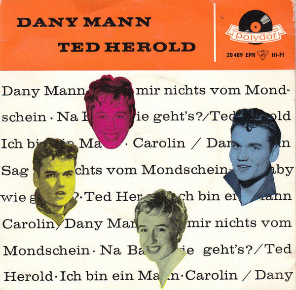 Image of Front Cover of 7" EP - VG/VG - TED HEROLD / DANY MANN, Ich Bin Ein Mann (Polydor ; 20 489 EPH, Germany 1959, Picture Sleeve), Strong VG, R Stamped On Sleeve And Labels,  - 4225230E