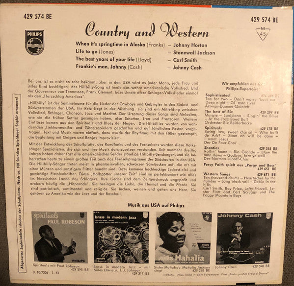 Image of Back Cover of 7" EP - VG+/EX - VARIOUS ARTISTS, When It's Springtime in Alaska (Philips ; 429 574 BE, Germany 1961, Laminated Front Sleeve), Nice Copy,  - 4225225E