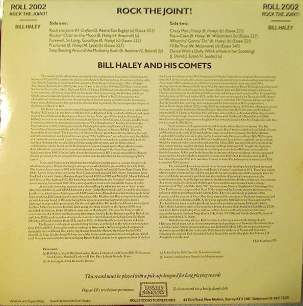 Image of Back Cover of 4215175C: 10" LP - BILL HALEY AND HIS COMETS, Rock The Joint! (Rollercoaster Records; ROLL 2002, UK 1979 Reissue, Picture Sleeve) Strong VG  VG/VG