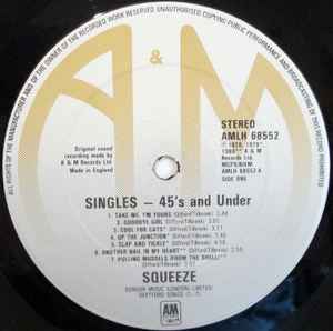 Image of Label Cover of LP - VG/VG - SQUEEZE, Singles 45's and Under (A&M; AMLH 68552, UK 1982, Inner, No Barcode, A4/B3 Matrix- no Mastering Credits in Run Out), ,  - 2526338E