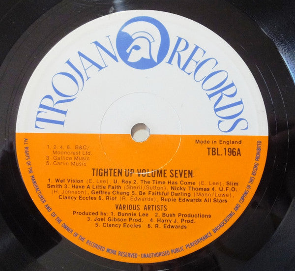 Image of Label Cover of LP - G+/VG - VARIOUS ARTISTS, Tighten Up Vol. 7 (Trojan Records; TBL 196, UK 1973, Laminated Front Sleeve, Stereo), ,  - 2746275S
