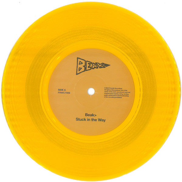 Image of Label Cover of 7" - EX/EX - BEAK>, Stuck In The Way / Poundland Aquaman (Friendly Recordings; FRWC7006, UK 2025, Picture Sleeve, Limited To 900 On Orange Vinyl), ,  - 0326205E