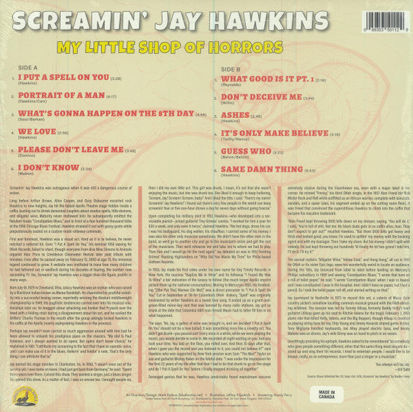 Image of Back Cover of 4245173S: LP - SCREAMIN' JAY HAWKINS, My Little Shop of Horrors (Liberation Hall; LIB-5011, UK, Europe & US 2021 Reissue, RSD Release)   VG+/VG+