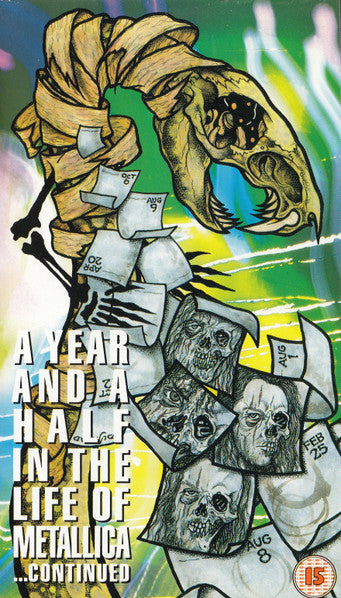 Image of Front Cover of 4255166S: VHS - METALLICA, A Year And A Half In The Life Of ... Continued (Part 2) (PolyGram Music Video; 086 068-3, UK & Europe 1992) Strong VG+  VG+/VG+