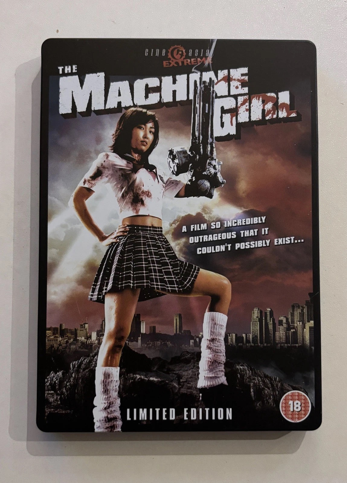 Image of Front Cover of 4235170E: DVD - YOSHIHIRO NISHIMURA, The Machine Girl (Cine Asia Extreme; SBK451, UK & Europe 2008, Steelbook, Limited Edition)   VG+/VG+