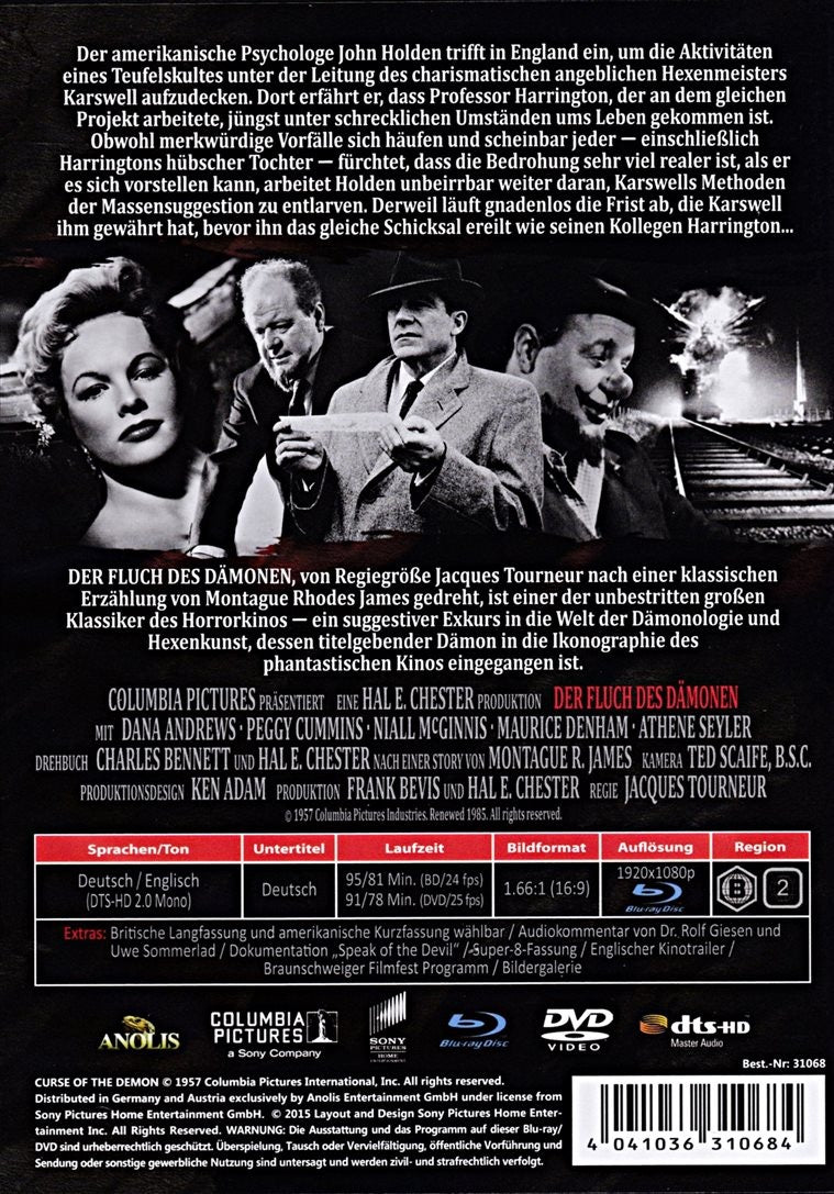 Image of Back Cover of 2xBlu-Ray - VG+/VG+ - JACQUES TOURNEUR, DANA ANDREWS, Night of the Demon (Der Fluch des Damonen) (Sony Pictures ; , Germany 2015, Booklet, German and English), ,  - 4235172E