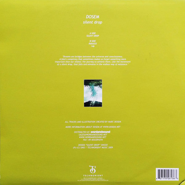Image of Back Cover of 12" - VG/VG - DOSEM, Silent Drop (Sino ; SINO20, Hong Kong 2009, Picture Sleeve), , A	Silent DropB1	ParaisoB2	146 - 4225376E