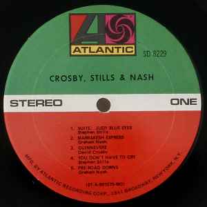 Image of Label Cover of 4345020S: LP - CROSBY, STILLS & NASH, Crosby, Stills & Nash (Atlantic; SD-8229, US 1969, Textured Pasteback Gatefold Sleeve, Insert, Monarch Pressing) Gold Record Award circular sticker on cover  VG+/VG+