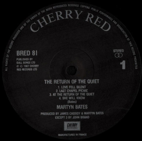 Image of Label Cover of LP - VG/VG - MARTYN BATES, The Return Of The Quiet (Cherry Red; BRED 81, UK 1987, Inner, Eyeless In Gaza), ,  - 2616268C