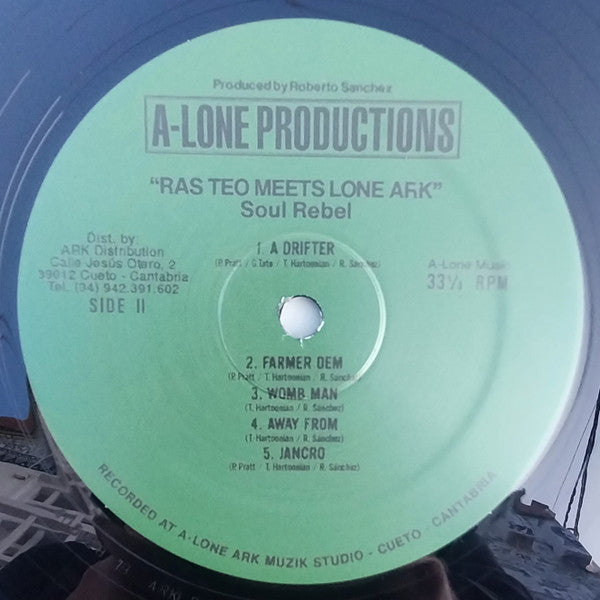 Image of Label Cover of LP - VG/VG+ - RAS TEO MEETS LONE ARK, Soul Rebel (A-Lone Productions; ARKLP-019, Spain 2025, Insert), Sticker Residue on Sleeve,  - 4345213S