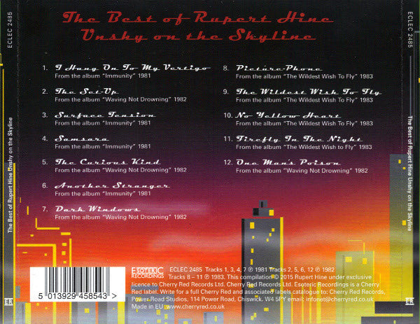 Image of Back Cover of 4355095S: CD - RUPERT HINE, Unshy On The Skyline The Best Of Rupert Hine (Esoteric Recordings ; ECLEC 2485, UK 2015)   VG+/VG+