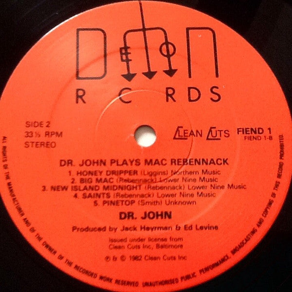 Image of Label Cover of LP - VG/VG+ - DR. JOHN, Dr. John Plays Mac Rebennack (Demon Records; FIEND 1, UK 1982 Reissue), ,  - 2346304S