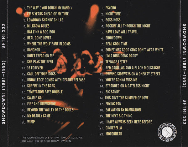 Image of Back Cover of 4355121S: 2xCD - THE NOMADS, Showdown (1981 - 1993) (Sympathy For The Record Industry; SFTRI 333, US 1994, Box Set, Booklet) Strong VG+  VG+/VG+