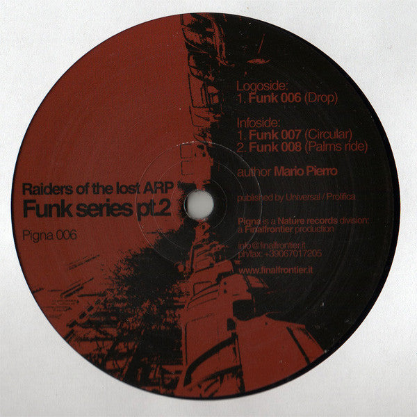 Image of Front Cover of 12" - VG/VG - RAIDERS OF THE LOST ARP, Funk Series Pt.2 (Pigna Records; Pigna 006, Italy 2004, Company Sleeve), Label written on in marker and pen. Sleeve worn and creased, spit top edge, with old stickers on reverse, A	Funk 006 (Drop)B1	Funk 007 (Circular)B2	Funk 008 (Palms Ride) - 4315320C