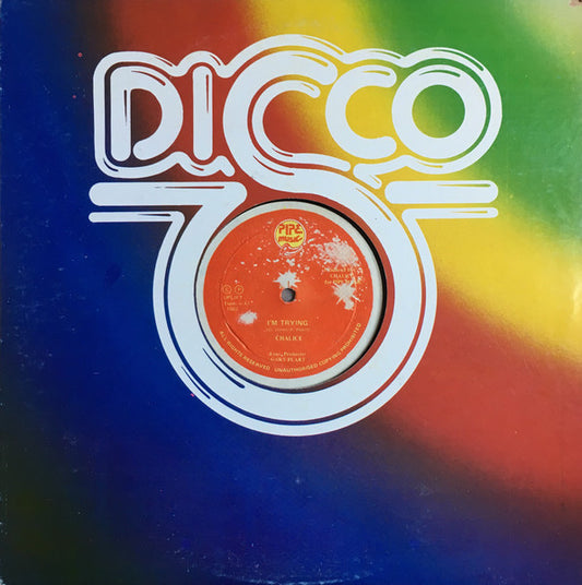 Image of Front Cover of 12" - G+/G+ - CHALICE, I'm Trying / Can't Dub (Pipe Music; none, Jamaica 1982, Company Sleeve), Full split at top of sleeve. Plays through with surface noise.,  - 1846257S