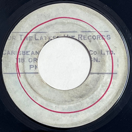 Image of Front Cover of 4315404C: 7" - LENNOX BROWN AND U-ROY / SLIM SMITH AND DOREEN SHAFFER, King Of The Road / The Vow (Carib-Dis-Co. Records; , Jamaica 1969, Stamped White Label) Lots of light marks and scuffs, plays above grade. Lovely Carib Dis-Co stamp, WOL.  /VG