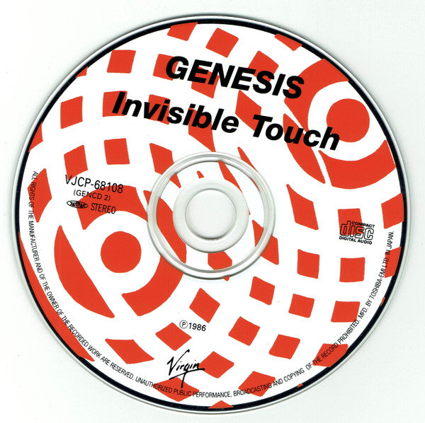 Image of Label Cover of 4355131S: CD - GENESIS, Invisible Touch (Virgin; VJCP-68108, Japan 1999, Mini LP CD comes with cardboard textured sleeve, inner sleeve replica, Japanese insert) no obi  VG+/VG+