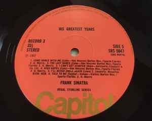 Image of Label Cover of 4315421C: 3xLP - FRANK SINATRA, His Greatest Years (Capitol Records Red Labels; SRSSP1/3, UK 1970s Reissue, Textured Tri-Fold Sleeve)   VG/EX