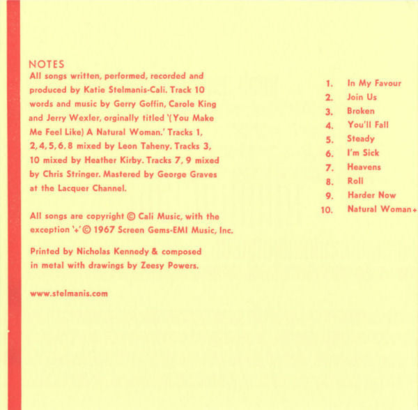 Image of Back Cover of 4355241S: CD - KATIE STELMANIS, Join Us (Blocks Recording Club; BLOCKS046, Canada 2008)   VG+/VG+