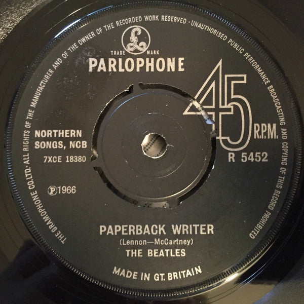 Image of Front Cover of 7" - VG+/EX - THE BEATLES, Paperback Writer / Rain (Parlophone; R 5452, UK 1969 Reissue, Company Sleeve), ,  - 4325375E