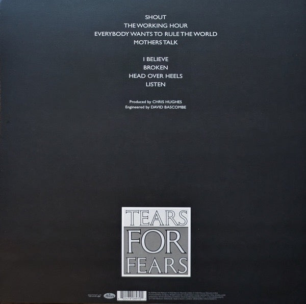 Image of Back Cover of 4615135C: LP - TEARS FOR FEARS, Songs From The Big Chair (UMR; 7808970, Europe 2025 Reissue, Inner, Indies Exclusive Limited Edition Coke Bottle Clear Vinyl)   NEW/NEW