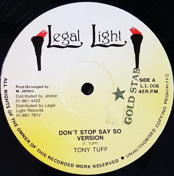 Image of Front Cover of LP - /VG - TONY TUFF / FLICK WILSON, Don't Stop Say So / Heart-Breaker (Legal Light; L.L. 006, UK ), ,  - 4445037S