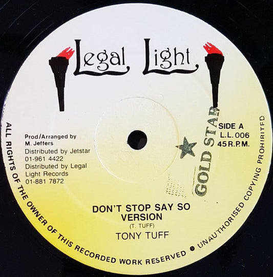 Image of Front Cover of LP - /VG - TONY TUFF / FLICK WILSON, Don't Stop Say So / Heart-Breaker (Legal Light; L.L. 006, UK ), ,  - 4445037S