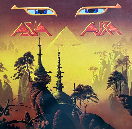 Image of Front Cover of 4445054S: LP - ASIA, Aura (Recognition Records; LPREC501, Europe 2000, Inner) Scuffs, hairlines, mottling. Strong G+ sleeve. Edge wear, tape to spine, creasing and small sticker residue on top right corner of sleeve.  G+/VG