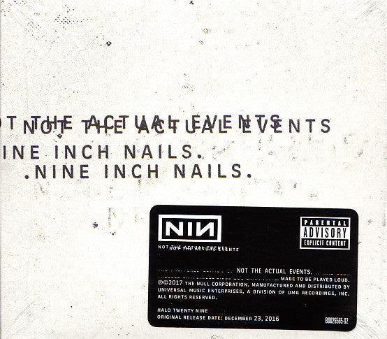 Image of Front Cover of CD - VG+/VG+ - NINE INCH NAILS, Not The Actual Events (The Null Corporation; B0026565-02, US 2017, Digipak, Booklet), ,  - 2636128E