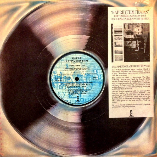 Image of Front Cover of 0446066S: LP - TOM TOM CLUB / COMPASS POINT ALL STARS, Rappa Rappa Rhythm / Peanut Butter (Island Records; RAPX 1, UK 1982, Die Cut Company Sleeve) Hairlines and scuffs, edge wear  VG/G+