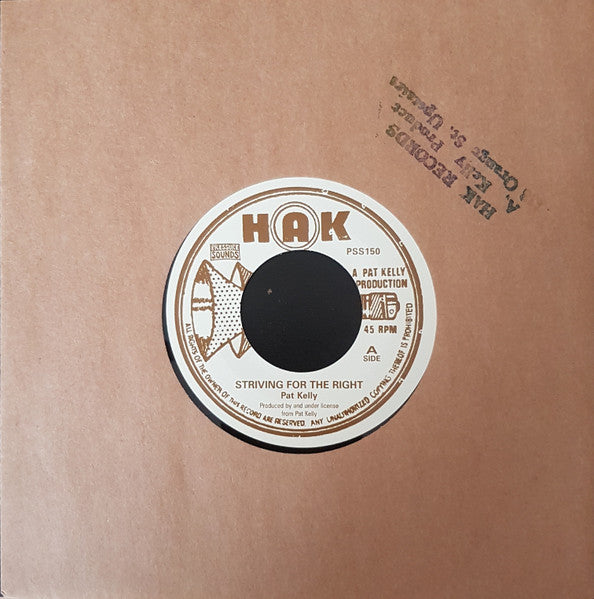 Image of Front Cover of 7" - EX/VG+ - PAT KELLY, Striving For The Right / When A Boy Falls In Love (Pressure Sounds; PSS150, UK 2019 Reissue, Stamped Sleeve), ,  - 4455181S