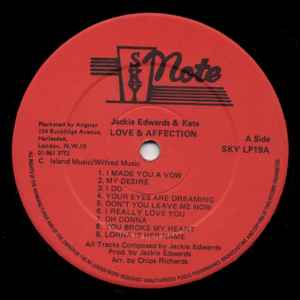 Image of Label Cover of LP - VG/G+ - JACKIE EDWARDS AND FEATURING KATE SWADLING, Love & Affection (Sky Note; Sky LP 19,  1980s), ,  - 4445174S