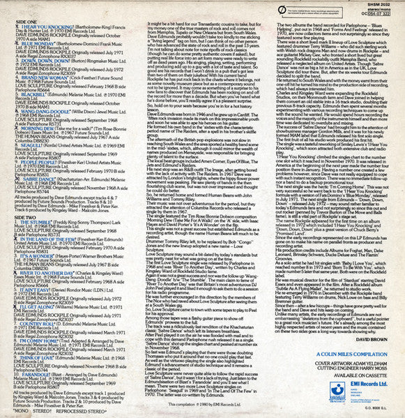 Image of Back Cover of LP - VG/VG+ - DAVE EDMUNDS & LOVE SCULPTURE, The Dave Edmunds & Love Sculpture Single's A's & B's (Harvest; SHSM 2032, UK 1980), ,  - 4415263C